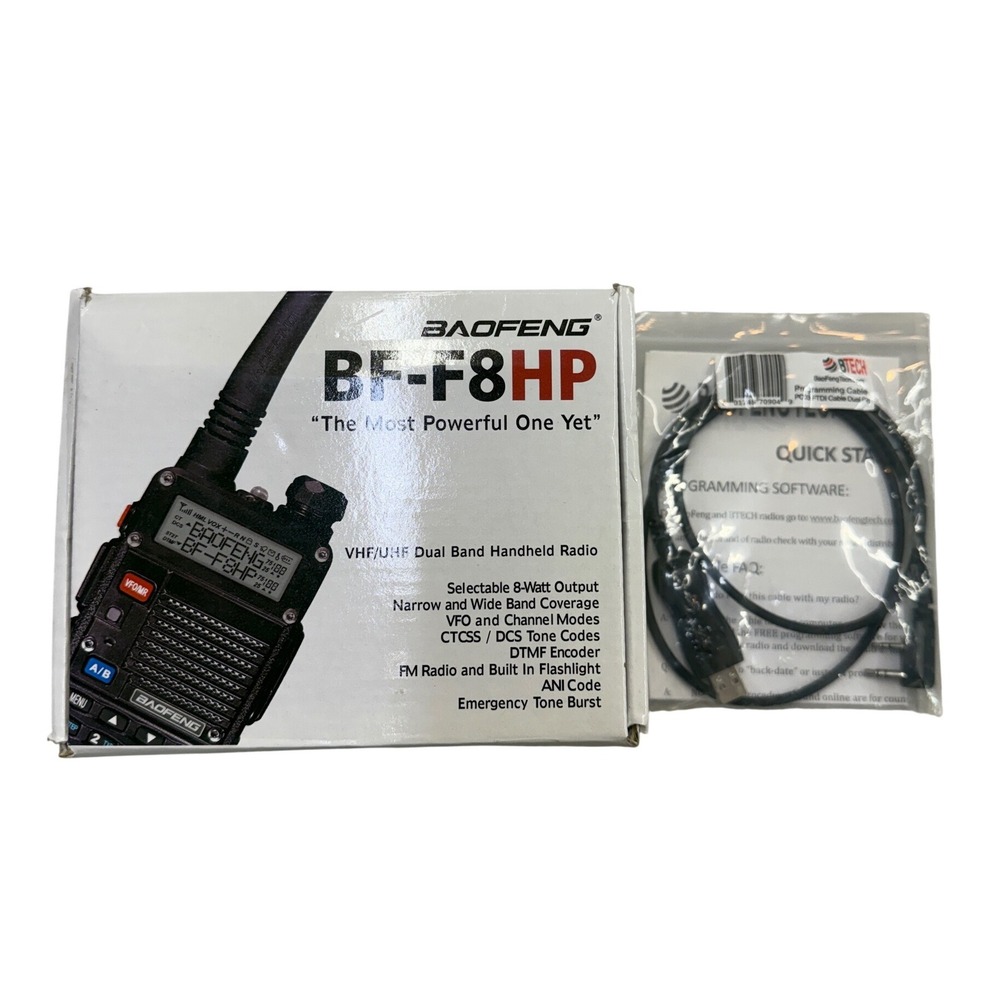 Baofeng BF-F8HP 8-Watt Dual Band Handheld Radio with BTECH Programming Cable